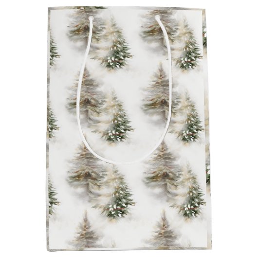 Neutrale waterverf dennenboom cadeautas — Winter V (Voorkant)