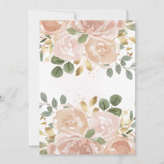 Neutrale Waterverf en gouden bloemen | Weddenschap Kaart (Achterkant)