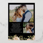 Neutrale Waterverf Floral | De datum waarop goud w Folie Uitnodiging (Achterkant)