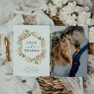 Neutrale Waterverf Floral   Gold Love en Bedankt