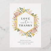 Neutrale Waterverf Floral | Liefde en Bedankt Gold Folie Uitnodiging (Voorkant)