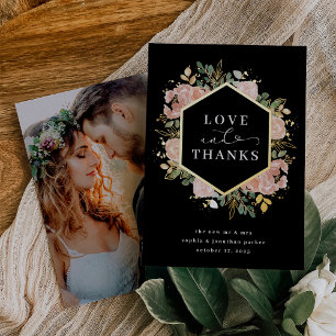Neutrale Waterverf Floral Liefde en Bedankt Gold Folie Uitnodiging