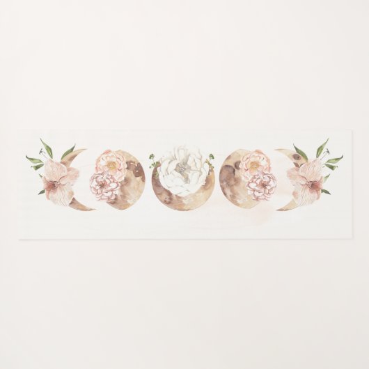 Neutrale Waterverf Floral Moon fase Mystisch Yogamat (Achterkant (horizontaal))