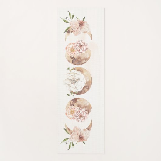 Neutrale Waterverf Floral Moon fase Mystisch Yogamat (Voorkant)