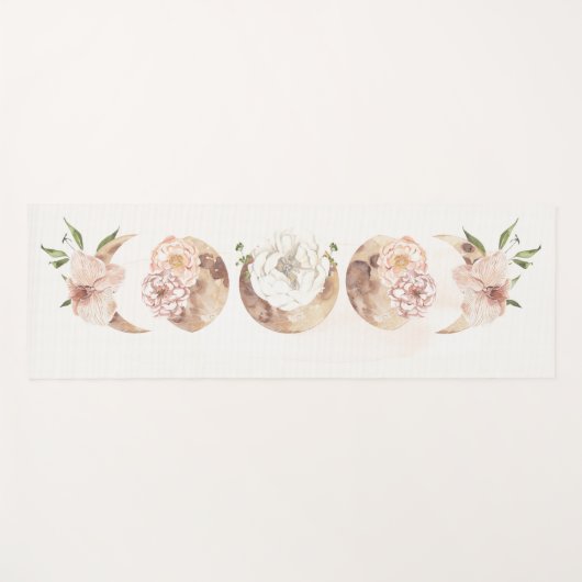 Neutrale Waterverf Floral Moon fase Mystisch Yogamat (Voorkant (horizontaal))