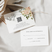 Neutrale Waterverf Floral Traditional- en QR-code RSVP Kaartje