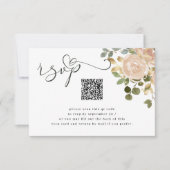Neutrale Waterverf Floral Traditional- en QR-code RSVP Kaartje (Voorkant)