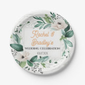 Neutrale Waterverf Floral Wedding Greenery Lijst Papieren Bordje (Voorkant)
