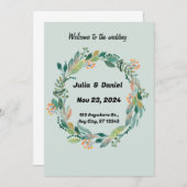 Neutrale Waterverf Floral Wedding Uitnodiging (Voorkant / Achterkant)