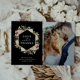 Neutrale Waterverf Floral Zwarte liefde en Bedan Bedankkaart