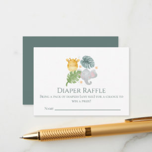 Neutrale Waterverf Jungle Dieren Baby Shower Informatiekaartje
