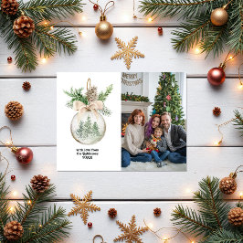 Neutrale Waterverf kerstbal Feestdagenkaart