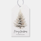 Neutrale Waterverf Kerstboom Cadeaulabel (Voorkant)