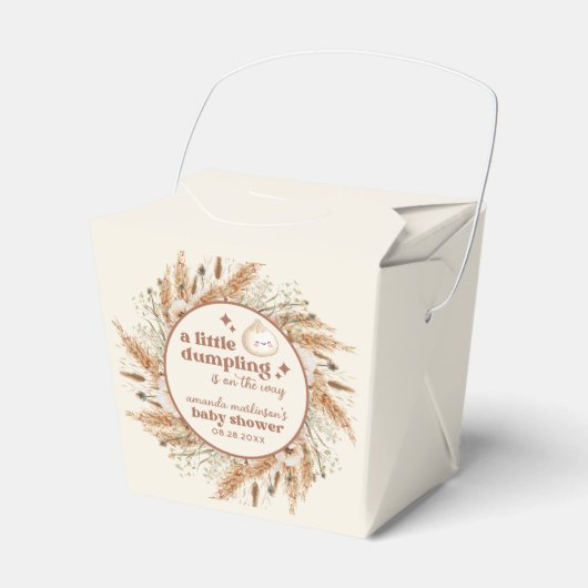Neutrale Waterverf Little Dumpling Bao Baby shower Bedankdoosjes (Voorkant Zijde)