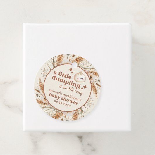 Neutrale Waterverf Little Dumpling Bao Baby shower Bedankjes Labels (In situ)
