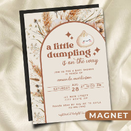 Neutrale Waterverf Little Dumpling Bao Baby shower Magnetische Uitnodiging