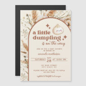 Neutrale Waterverf Little Dumpling Bao Baby shower Magnetische Uitnodiging (Voorkant / Achterkant)