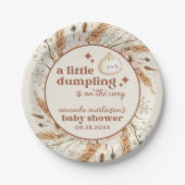Neutrale Waterverf Little Dumpling Bao Baby shower Papieren Bordje (Voorkant)