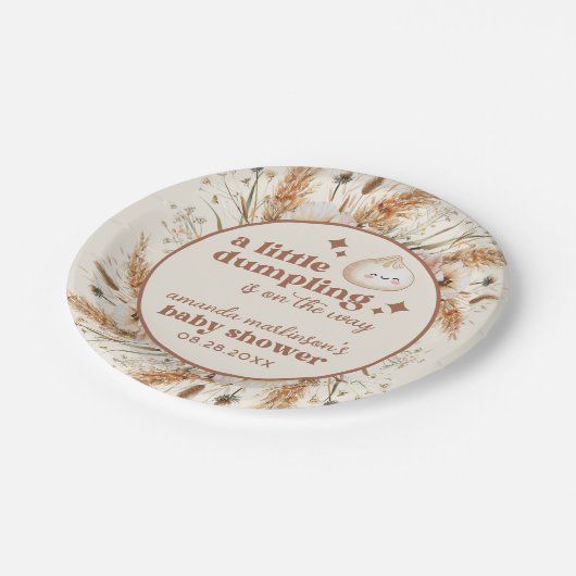 Neutrale Waterverf Little Dumpling Bao Baby shower Papieren Bordje (Gekanteld)