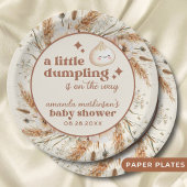Neutrale Waterverf Little Dumpling Bao Baby shower Papieren Bordje