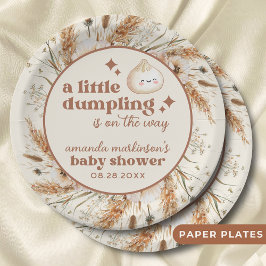 Neutrale Waterverf Little Dumpling Bao Baby shower Papieren Bordje