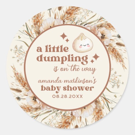 Neutrale Waterverf Little Dumpling Bao Baby shower Ronde Sticker (Voorkant)