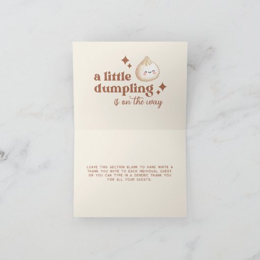 Neutrale Waterverf Little Dumpling Floral Folding Bedankkaart (Binnen)