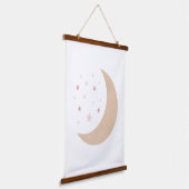 Neutrale Waterverf maan en sterrenzure neuriën Hangend Wandkleed (Gebogen)