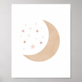 Neutrale Waterverf Moon en Stars Nursery Poster (Voorkant)