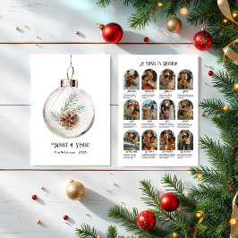 Neutrale Waterverf Pinecone Jaar in de Review Vaka Feestdagenkaart