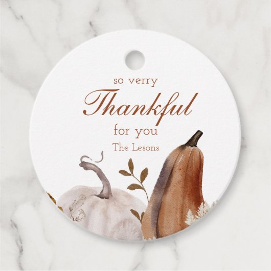 Neutrale Waterverf Pompoen Ronde Herfst Sticker Bedankjes Labels (Voorkant)