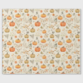 Neutrale Waterverf Pompoenen en Herfst Leaf Spring Cadeaupapier (Vlak)
