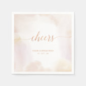 Neutrale Waterverf Roos Gold Cheers Party Napkins Servet (Voorkant)