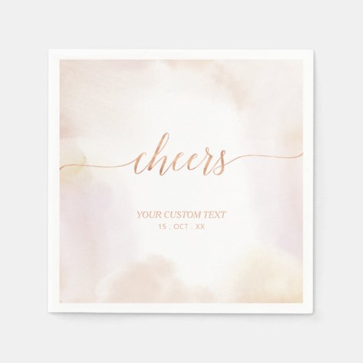 Neutrale Waterverf Roos Gold Cheers Party Napkins Servet (Voorkant)