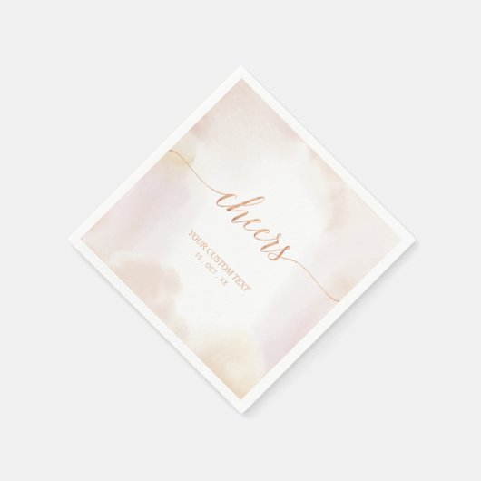 Neutrale Waterverf Roos Gold Cheers Party Napkins Servet (Hoek)