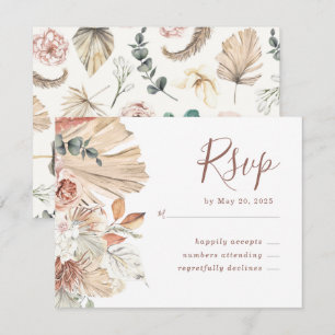 Neutrale Waterverf Tropische Boho Palm Wedding RSV Informatiekaartje