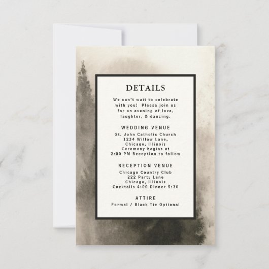 Neutrale Waterverf Trouwdetail Sjabloon QR Code Kaart (Voorkant)