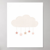 Neutrale Waterverf Wolk en sterrenzend Poster (Voorkant)