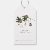 Neutrale waterverfkerstversieringen  cadeaulabel (Voorkant)