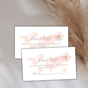 Neutrale Wereldkaart Luier Raffle Baby shower Informatiekaartje