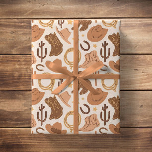 Neutrale Westerse Cowboy Rodeo Boerderij Zuidelijk Cadeaupapier