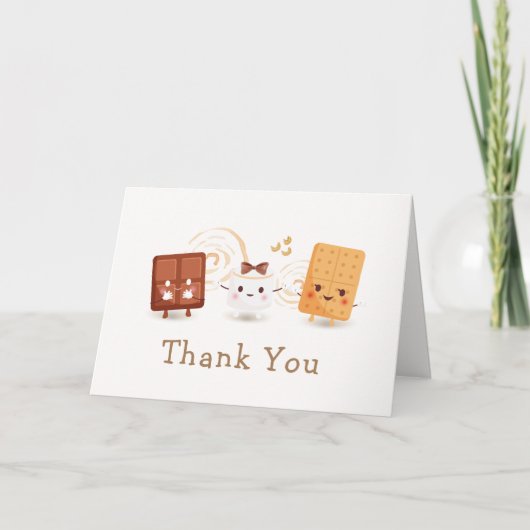 Neutrale Whimsical S'more Fun Baby Shower Bedankkaart (Voorkant)