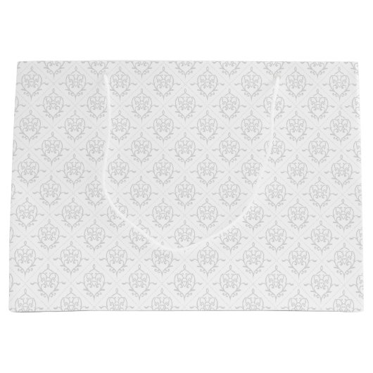 Neutrale wijndeco harten gepatterd groot cadeauzakje (Voorkant)