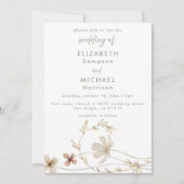 Neutrale Wildflower Elegante Boho Huwelijksuitnodi Kaart (Voorkant)