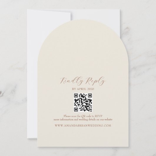 Neutrale Wildflower QR Code Wedding Kaart (Achterkant)