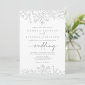 Neutrale Wildflower voor- en achterbruiloft Kaart (Staand voorkant)