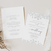 Neutrale Wildflower voor- en achterbruiloft Kaart