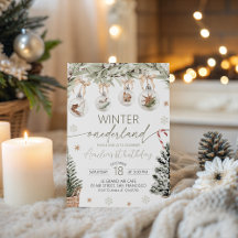 Neutrale Winter Onederland Uitnodiging