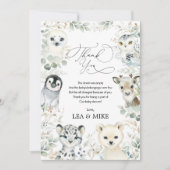 Neutrale Winter Wonderland Mooie Dieren Baby Showe Bedankkaart (Voorkant)