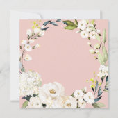 Neutrale Witte Bloemen Blush Roze Vierkante Bruilo Kaart (Achterkant)